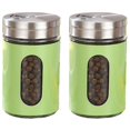 thumbnail image 1 of Salt And Pepper Shakers Stainless Steel And Glass Set With Adjustable Pour Holes, 1 of 4