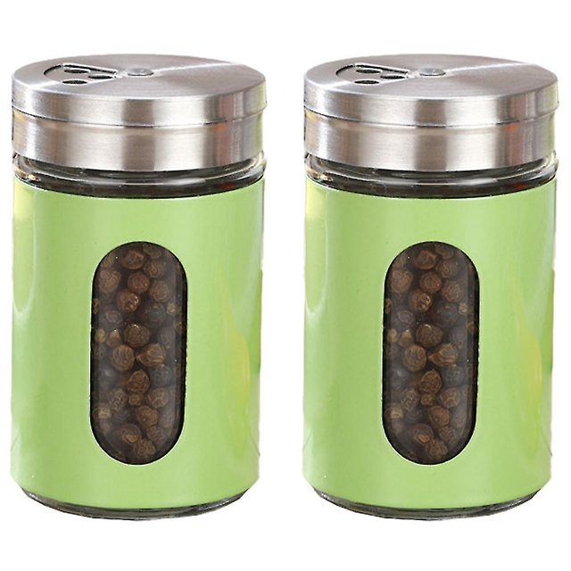 Salt And Pepper Shakers Stainless Steel And Glass Set With Adjustable Pour Holes