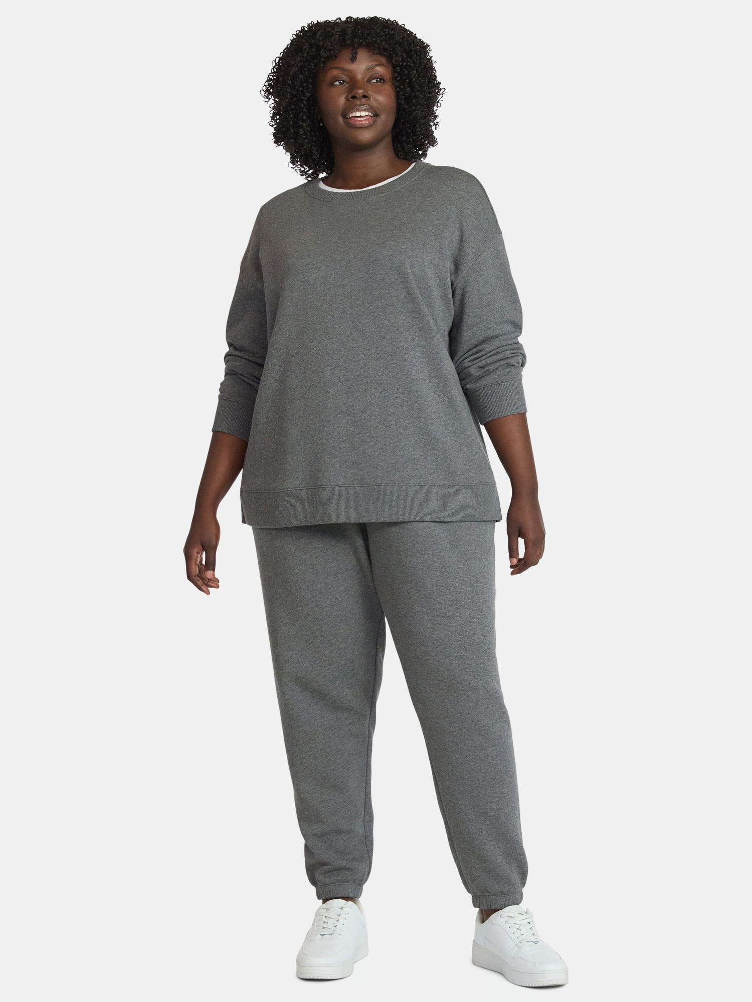 Terra & Sky Women's Plus Fleece Jogger Sweatpants, Size 0X-5X