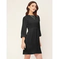thumbnail image 2 of Moomaya Boat Neck Bodycon Solid Georgette Dress - Women's Stylish Bodycon Dress, 2 of 9