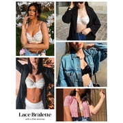 Wingslove Women’s Sexy Lace Bra Underwire Non Padded Full Coverage Unlined Plus Size Bralette,Beige 38C