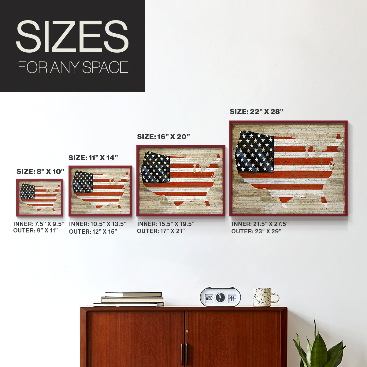 American Flag by Daniela Santiago - Restickable Framed Giclée Print