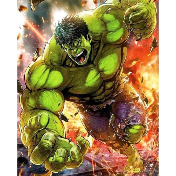5D DIY Diamond Painting Kits for Adults,Round Full Drill Resin Beads Diamond Dots Art Craft Set,Hulk,12x16inch