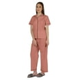 thumbnail image 3 of Inkmeso Women Cotton Nightwear Pajamas Set Classic Short Sleeve 2 Pc Shirt & Pajama Loungewear, 3 of 7