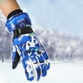 thumbnail image 2 of GHSOHS Gloves Ski Gloves Cotton Men's and Women's Winter Cold Proof Thickened Warm Screen Non Slip Waterproof Gloves Thick Thermal Snow Driving Gloves Black Gloves Blue Finger Gloves Mittens, 2 of 3