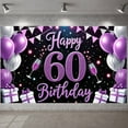 thumbnail image 3 of Purple Glitter Happy 60th Banner Balloons Decor 60th Birthday Display Gift Boxes Champagne Glasses Birthday Backdrop for 60th Birthday Party Adult Birthday Celebration Indoor Party Decoration, 3 of 4
