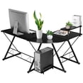 thumbnail image 1 of Giantex L-Shaped Computer Corner Desk, Multipurpose PC Workstation, Gaming Computer Desk for Home Office, Black, 1 of 8