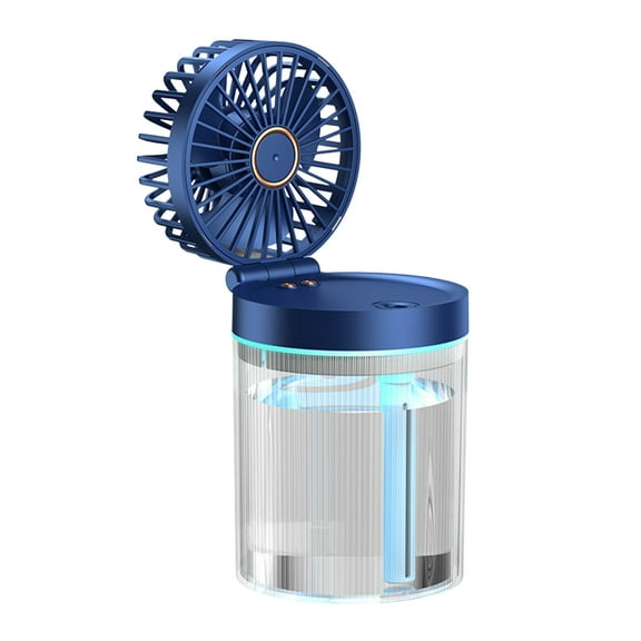 Portable Spray Fan with Mist Function, Blue USB Personal Cooler with 450ml Tank and 3 Speeds for Desk Use