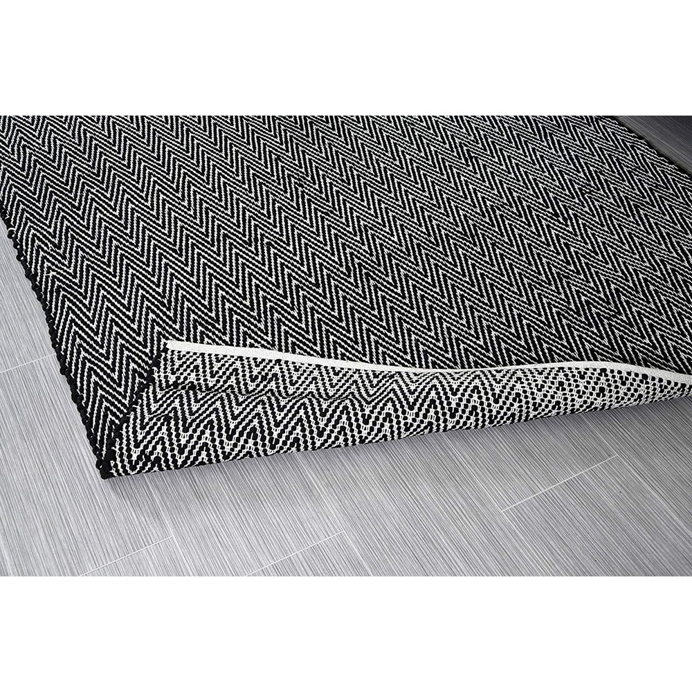 3x5' Rug for Living Room - Natural White & Black Zigzag hand woven ...