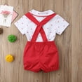 thumbnail image 4 of 2PCS Baby Boys Clothes Set Bow Collar Printed Romper Suspender Short Pants, 4 of 9