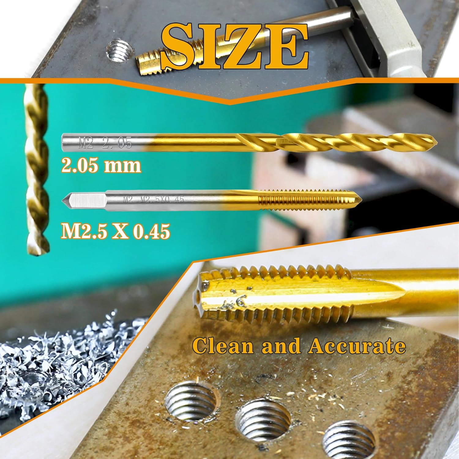FRKSMD-M2.5x0.45 Tap and 2.05mm Drill Bit Kit, M2 HSS Metric Drill and Tap Set, Combination of Drill and Tap Kit for Metal
