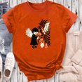 thumbnail image 4 of Dadaria Hauts Femme Chemise Orange Manches Courtes T-Shirt Col Rond Été Chandail Blouses m, 4 of 5