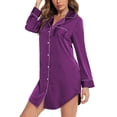 thumbnail image 3 of ZJchao - Camisón de satén para mujer con botones camisón de seda manga larga cuello en V ropa de dormir ANGGREK Otros, 3 of 6