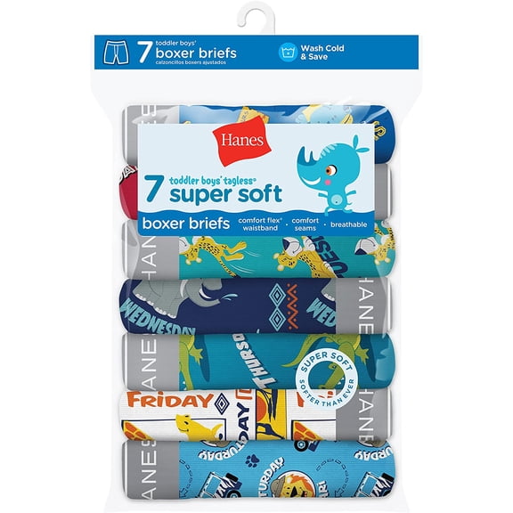 Hanes Toddler Boys' Boxer Briefs 7-Pack Assorted 4