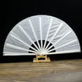 thumbnail image 6 of Large Folding Hand Fans: 2 Pack Premium Fabrics Folding Handheld Fan, Rave Fan with Thickened Plastic Frame, for Men and Women Performance, Dance, Decorations, Festival, Gift (White), 6 of 12