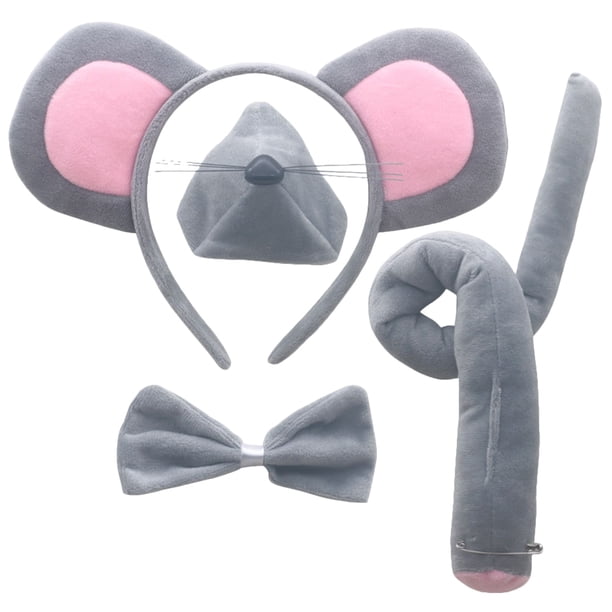 1 juego de disfraces del mouse, orejas del mouse, diadema de diadema para niños, la corneta del lazo del mouse del mouse
