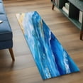 thumbnail image 4 of Abstract Waves Runner Rugs 2x6 ft Retro Blue Gold White Oil Painting Style Washable Hallway Rugs Non-Slip Floor Mats Absorbent Carpet Bedside Runners for Bedroom Kitchen Bathroom Laundry Room, 4 of 9
