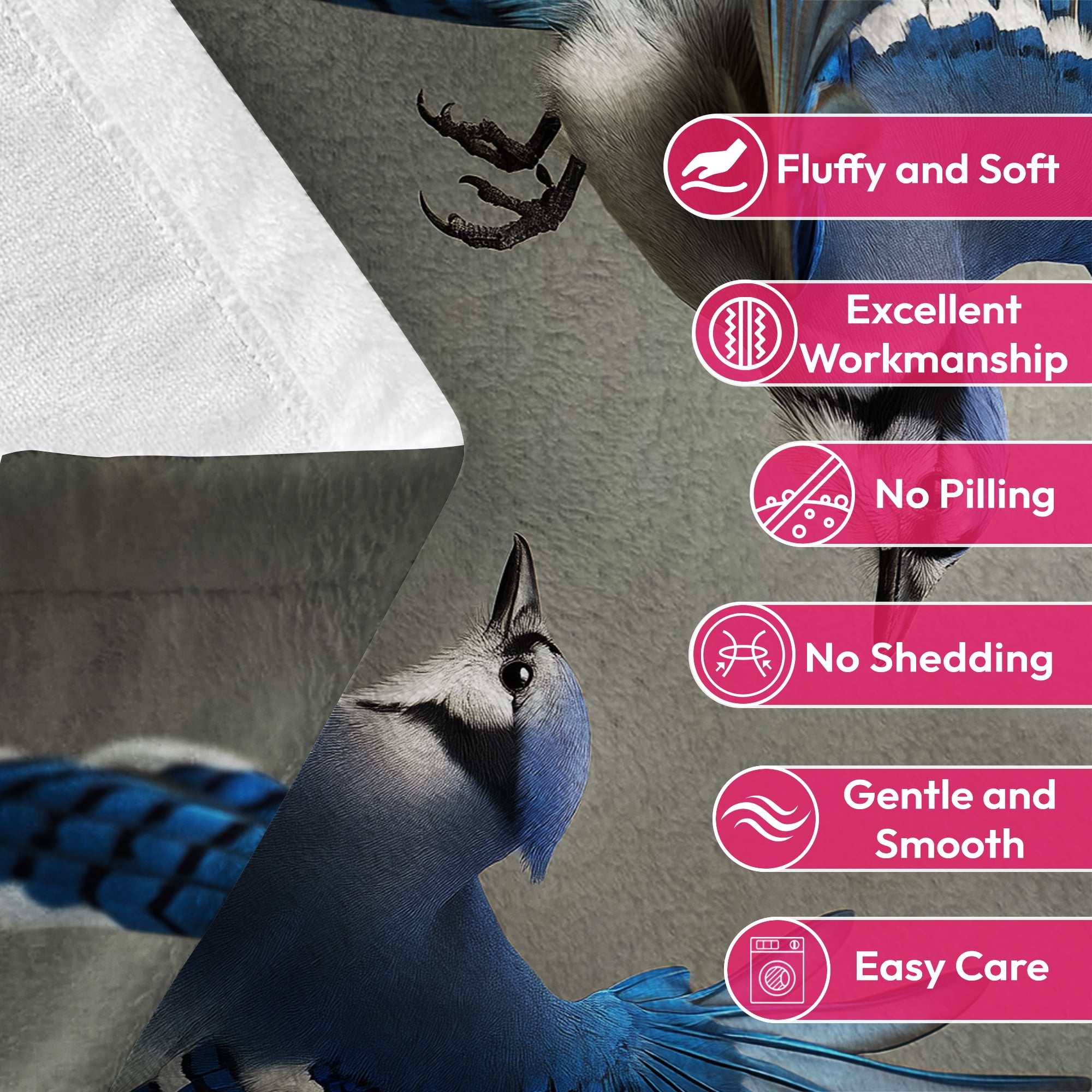 Flannel Fleece Throw Blanket, Soft Large Throw Blanket, Lightweight Cozy Plush Throw Blanket Fit Sofa Bed, 30"x40", Birds