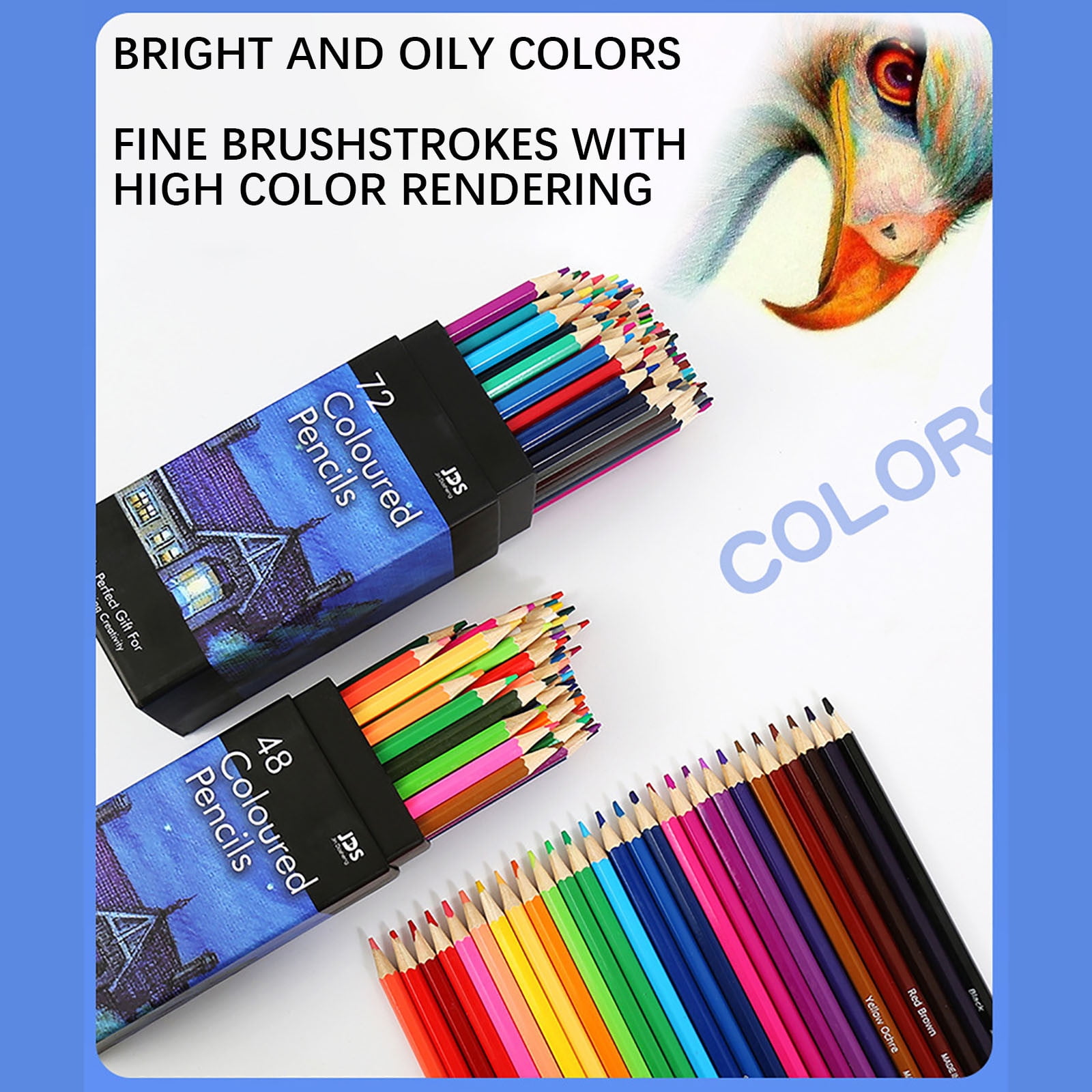 DZQMTKX Oil Colored Pencils Set, 72 Colors Artist Drawing Supplies, Premium Coloring Pencils for Adult Coloring Books, Art Kit for Sketching Blending Shading