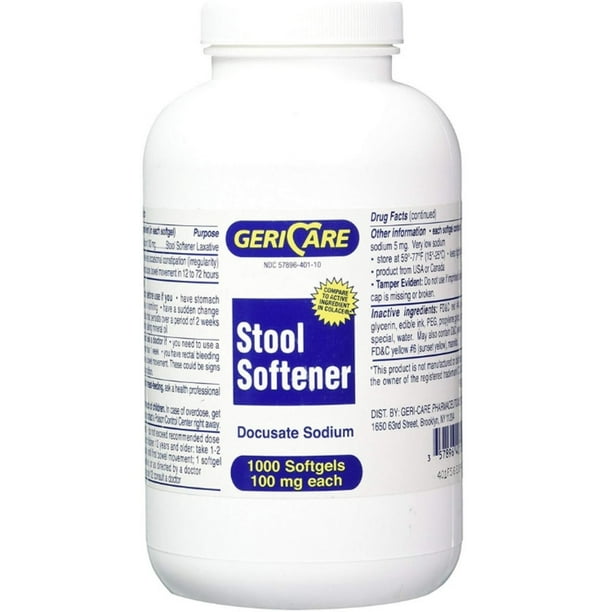 Stool Softener GeriCare Softgel Capsule 1000 per Bottle 100 mg Strength
