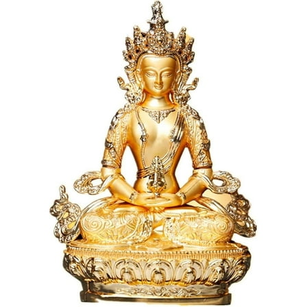 Amitayus 5inch Efficacious Tranic Golden Buddha Alloy Metal Buddhist Home Office Decorate Statue Craft
