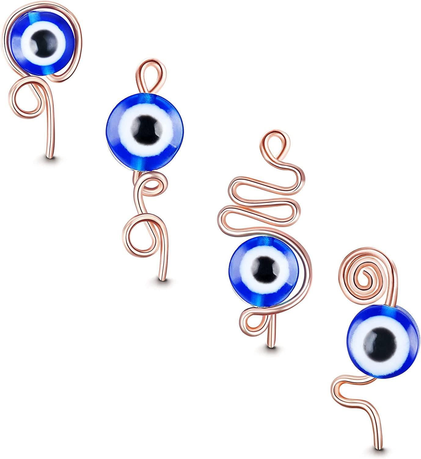 18G Evil Eye Fake Nose Rings Cuff of Four Real Gold Plated African Nose