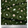thumbnail image 1 of Soimoi Green Poly Georgette Fabric Wreath & Bird Print Sewing Fabric Yard 42 Inch Wide, 1 of 3