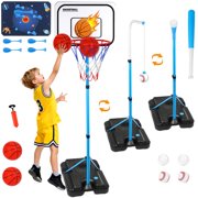 HopeRock Toddler Basketball Hoop, T-Ball, Baseball, Target Dartboard Game Set for Toddlers 3 4 5 6 7 8+ Years Old, Toddler Outdoor& Indoor Toys, Kids Sports Set Gift for Birthday Christmas.