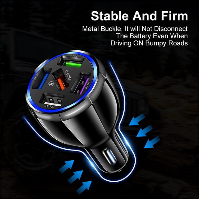 Oefntac Charger 5 USB Car QC3.0 Charger 5V Car Mobile Phone Fast Charge Charger