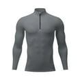 thumbnail image 3 of Mens Quick Dry Athletic Shirts, Workout Tops for Men Fall Outdoor Sports Solid Color Zip Up High Neck Long Sleeve T-Shirts with Thumb Holes S-2XL, 3 of 6