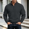 thumbnail image 3 of cocolona Mens Half Zipper Pullover Sweatshirts Fall Winter Stand Up Collar Long Sleeve Shirts Solid Color Casual Tops, 3 of 7