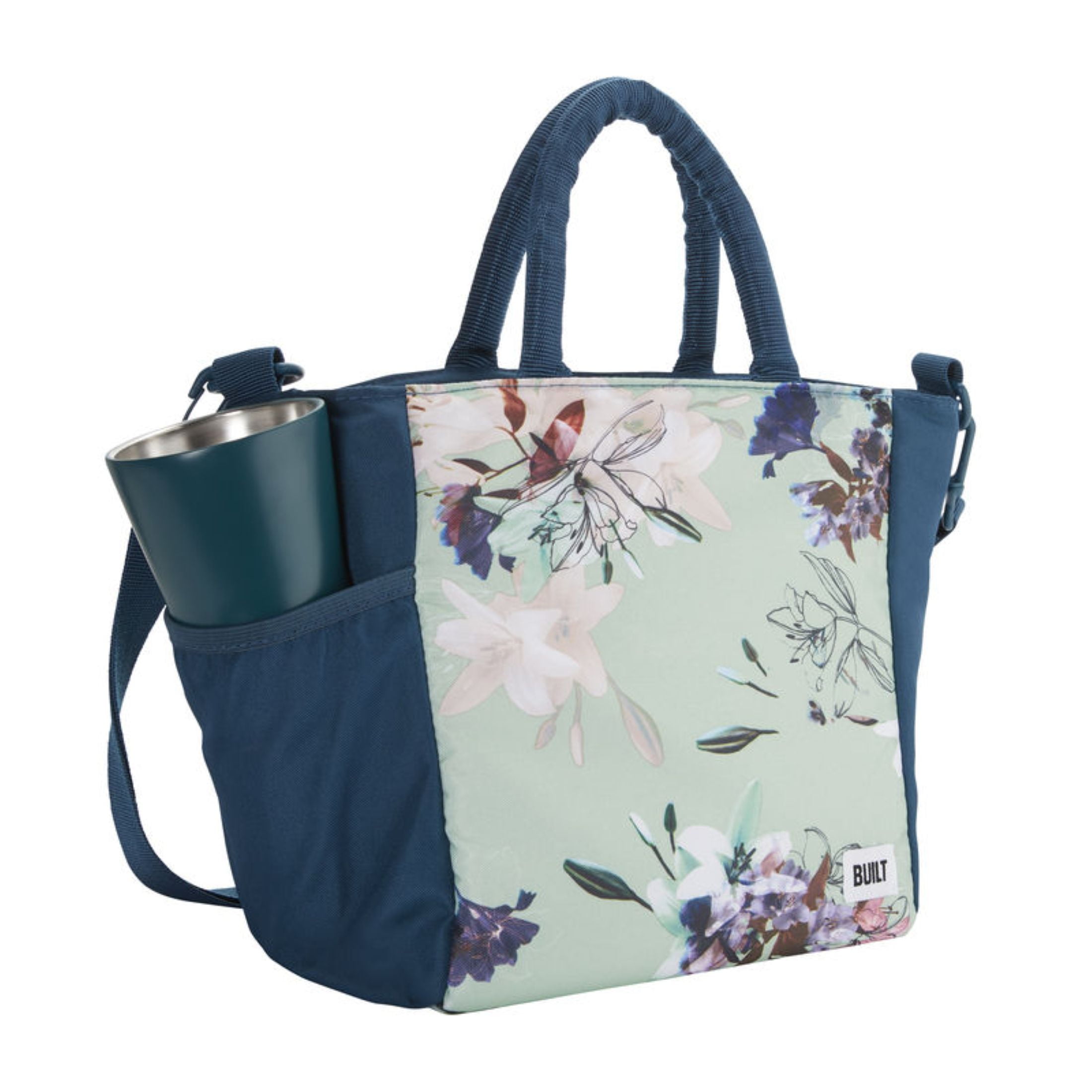 BUILT I Love Lunch Insulated Polyester Lunch Bag, Teal Lily