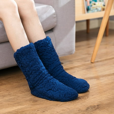 

ERTUTUYI Women Thick Super Warm For Winter Home Fuzzy Socks Super Soft Comfort Of Coral Slipper Socks Navy