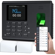 NGTeco Clocking in Machine for Employees Small Business, Automatic Fingerprint Clock in and Out Machine with Battery, 2.4GHz WiFi, No Monthly Fee(with 10 ID Cards)