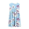 thumbnail image 5 of MIUOWANP Breathable A-Line Sleeveless V-Neck Dress for Women with Loose Pleats Daily Floral Print Casual Dress Size M(6)Sky Blue, 5 of 5
