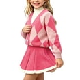 thumbnail image 2 of Mifsaly Toddler Girls 2 Piece Knit Outfit Sets Fake Two-Piece V Neck Sweater and Knit Pleated Skirts Kids Warm Fall Winter Clothes, 2 of 5