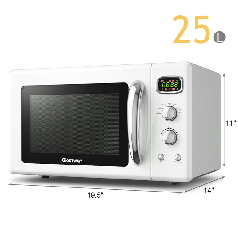 Costway 0.9Cu.ft. Retro Countertop Compact Microwave Oven 900W - White