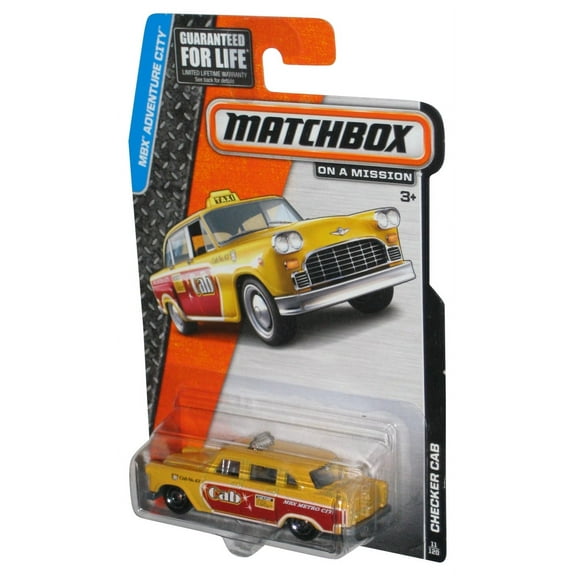 Matchbox MBX Adventure City (2014) Yellow Checker Cab Toy Car 11/120