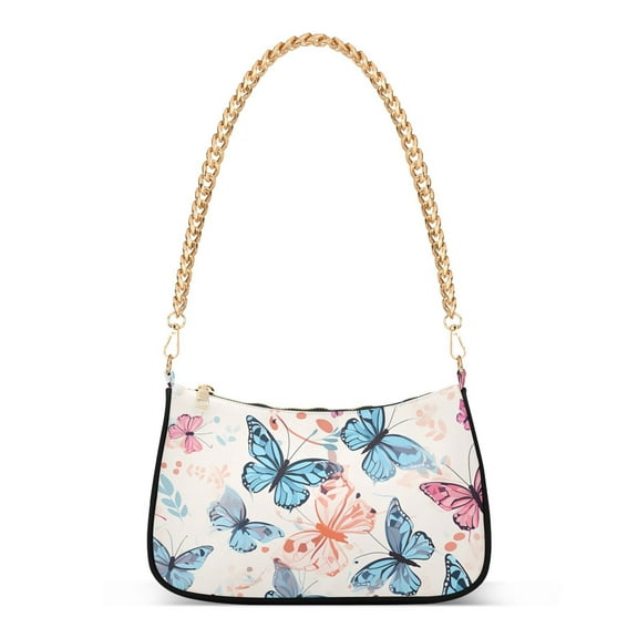 Butterflies Blue PinkWomen Small Shoulder Bag Crossbody Tote Hobo Bags Purse Clutch Handbags with Chain Strap for Women