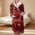thumbnail image 2 of Women's Fleece Plush Robe Long Warm Plush Bathrobe Loungewear Jacket Printed Comfort Robe, 2 of 5