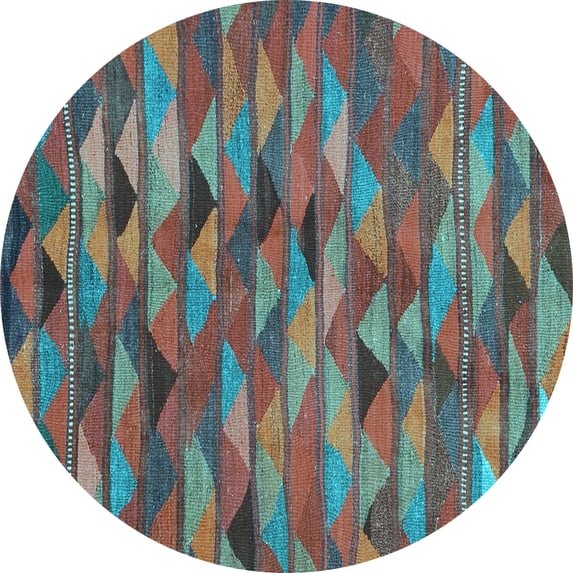 Ahgly Company Indoor Round Oriental Light Blue Traditional Area Rugs, 7' Round
