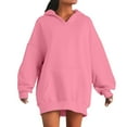 thumbnail image 2 of hoksml Women's Long Sweatshirts Solid Color Long Sleeved Hooded Pullover Top Fashionable Loose Active Hoodies with Pockets, 2 of 6