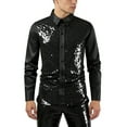 thumbnail image 2 of Mens Shirts Casual Carnival Long Sleeve Top With Metallic Sequin Design Nightclub Party Performance Shirt for Men Black L, 2 of 3