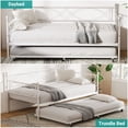 thumbnail image 2 of Bingirl Lit de Jour en Métal Format Simple avec Tiroir-Lit, Base de Matelas Plateforme Canapé-Lit avec Roulettes Verrouillables, Lattes en Métal Robustes pour Salon, Chambre, Chambre d'Amis en Blanc, 2 of 7