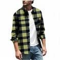 thumbnail image 2 of Donemore Men Casual Fashion Button Checkered Print Long Sleeve Turndown Elastic Blouse Shirt, 2 of 5