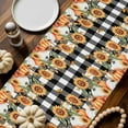 thumbnail image 2 of ERUNPONLY Thanksgiving Table Runner - 72 Inch Long Fall Orange Pumpkin Sunflowers Black Plaid Cotton and Linen Blended Dress Scarves Farmhouse Table Runner for Kitchen Dining, Coffee Table, 16" x 72", 2 of 8