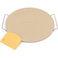 thumbnail image 1 of Round Pizza Stone for Oven and Grill Oven Baking Stone for Bread Cordierite Pizza Pan for Baking Crispy Pastry Bread and Cookies Includes Carry Rack and Dough Scraper, 1 of 7