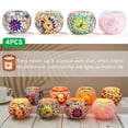thumbnail image 2 of Set Of 4 Handmade Turkish Mosaic Glass Candle Light Holders Scented Candle Stands Polished Glass With Wick Fixers, 2 of 6