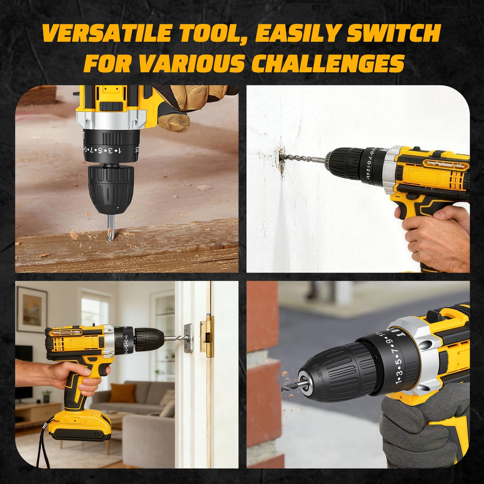 Globalsource 21V Brushless Cordless Hammer Drill & Impact Driver Combo Kit, 2-Speed Power Drill with 2x1.5Ah Batteries & 1H Fast Charger, 25+1 Torque, 2600rpm
