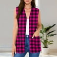 thumbnail image 3 of Stamzod Womens Cardigans Lightweight Summer Sleeveless Open Front Plaid Cardigan Vest with Pockets Plus Size Womens Clothing Hot Pink L, 3 of 8
